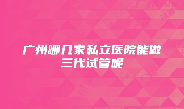 广州哪几家私立医院能做三代试管呢