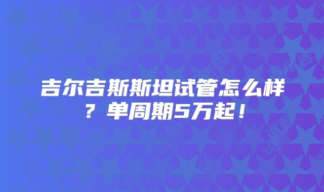 吉尔吉斯斯坦试管怎么样？单周期5万起！