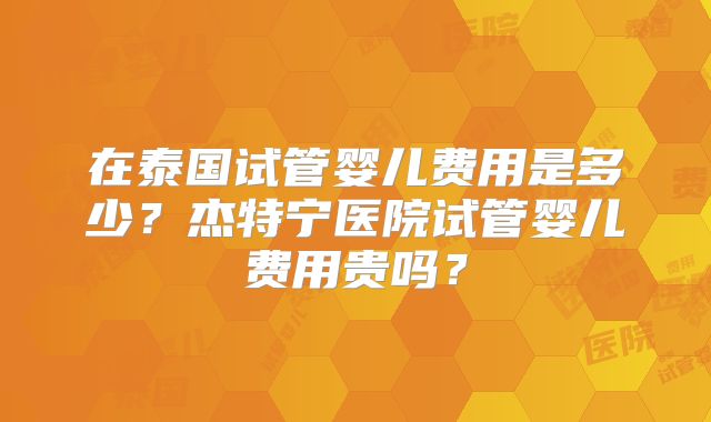 在泰国试管婴儿费用是多少？杰特宁医院试管婴儿费用贵吗？