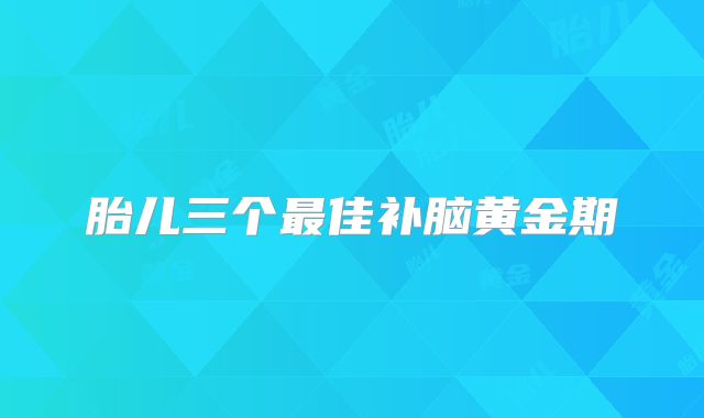 胎儿三个最佳补脑黄金期