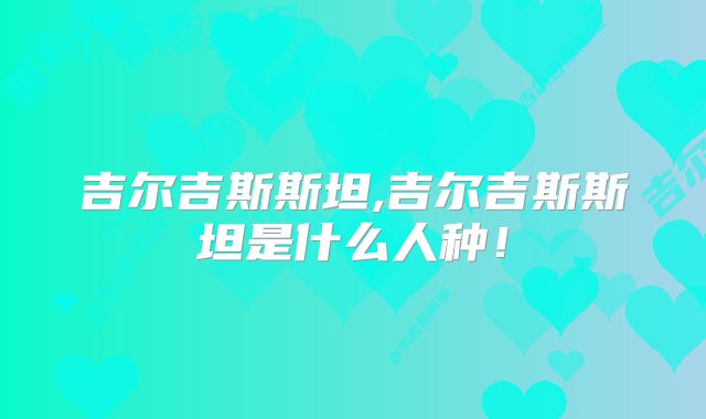 吉尔吉斯斯坦,吉尔吉斯斯坦是什么人种!
