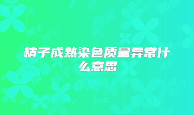 精子成熟染色质量异常什么意思