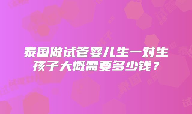 泰国做试管婴儿生一对生孩子大概需要多少钱？