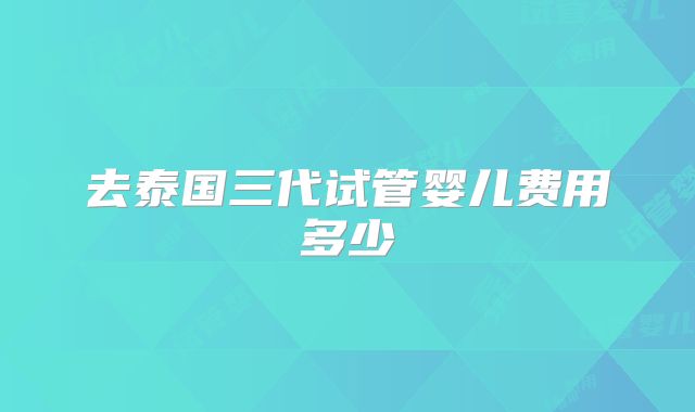 去泰国三代试管婴儿费用多少