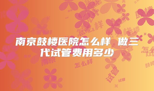 南京鼓楼医院怎么样 做三代试管费用多少