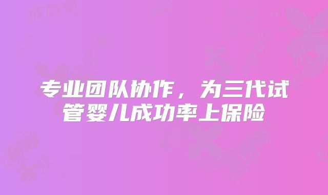 专业团队协作，为三代试管婴儿成功率上保险
