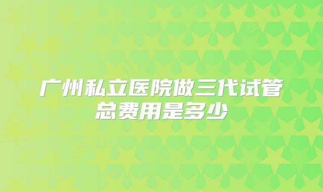 广州私立医院做三代试管总费用是多少