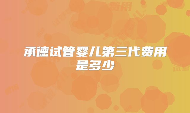 承德试管婴儿第三代费用是多少