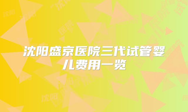 沈阳盛京医院三代试管婴儿费用一览
