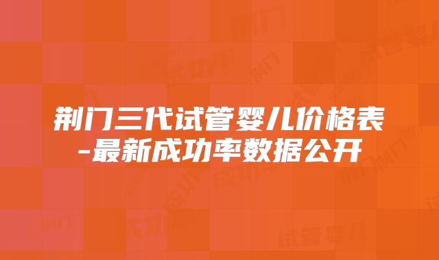 荆门三代试管婴儿价格表-最新成功率数据公开