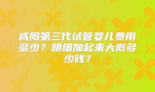 咸阳第三代试管婴儿费用多少？明细加起来大概多少钱？