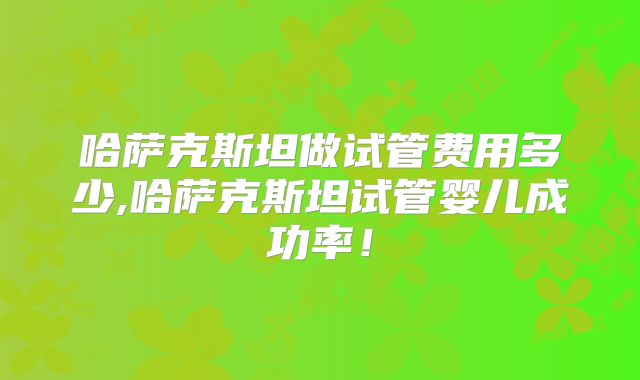 哈萨克斯坦做试管费用多少,哈萨克斯坦试管婴儿成功率！