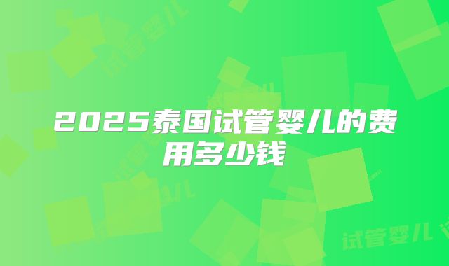 2025泰国试管婴儿的费用多少钱