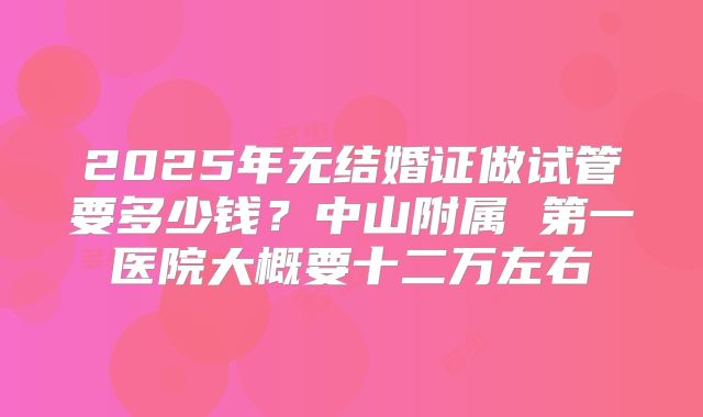 2025年无结婚证做试管要多少钱?中山附属 第一医院大概要十二万左右