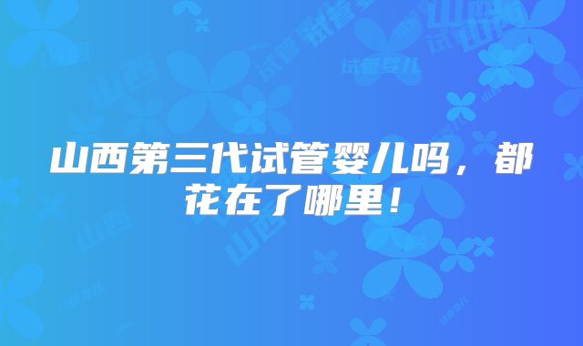 山西第三代试管婴儿吗,都花在了哪里!