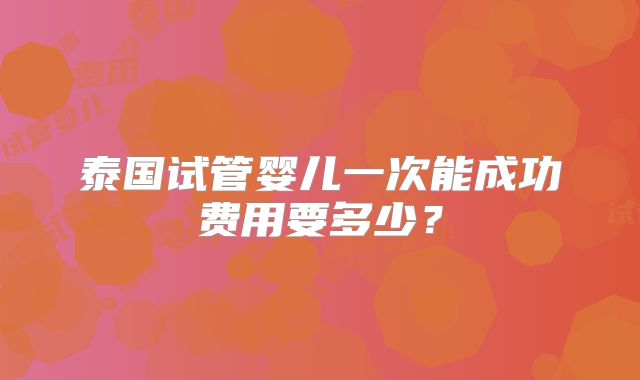泰国试管婴儿一次能成功费用要多少？