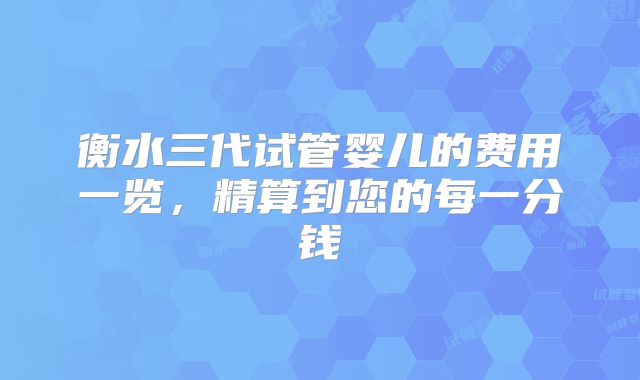 衡水三代试管婴儿的费用一览，精算到您的每一分钱