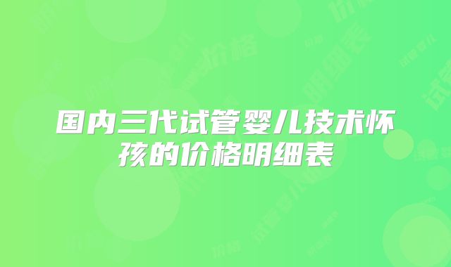 国内三代试管婴儿技术怀孩的价格明细表