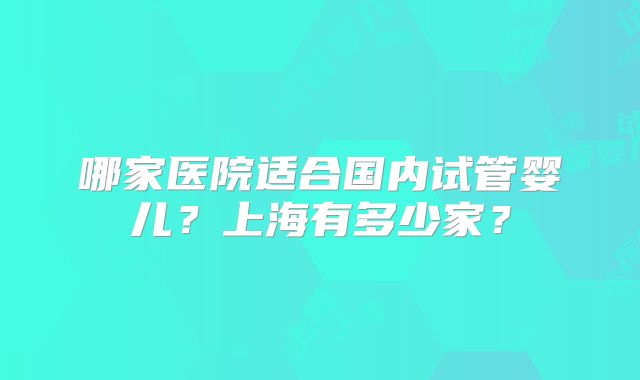 哪家医院适合国内试管婴儿？上海有多少家？