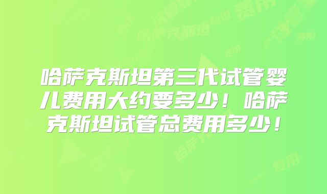 哈萨克斯坦第三代试管婴儿费用大约要多少！哈萨克斯坦试管总费用多少！
