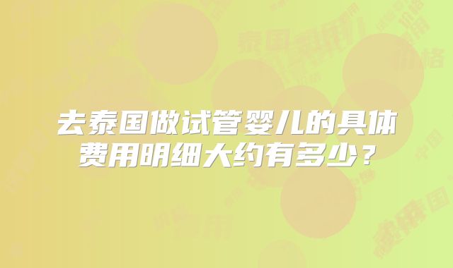 去泰国做试管婴儿的具体费用明细大约有多少?