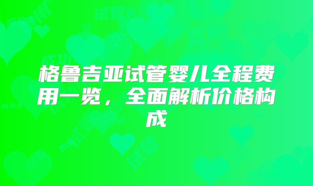 格鲁吉亚试管婴儿全程费用一览，全面解析价格构成