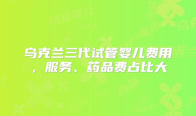 乌克兰三代试管婴儿费用，服务、药品费占比大