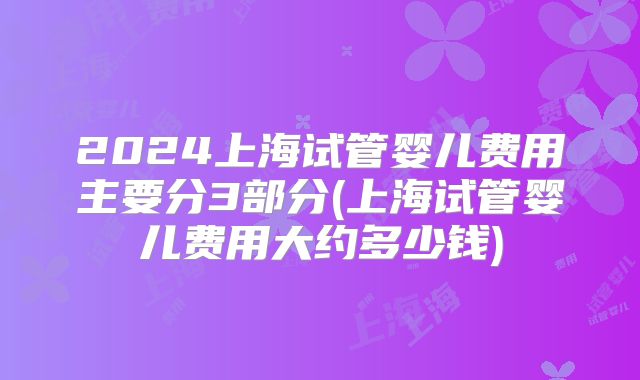 2024上海试管婴儿费用主要分3部分(上海试管婴儿费用大约多少钱)