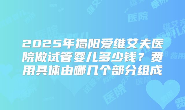 2025年揭阳爱维艾夫医院做试管婴儿多少钱？费用具体由哪几个部分组成