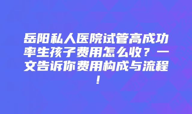 岳阳私人医院试管高成功率生孩子费用怎么收?一文告诉你费用构成与流程!