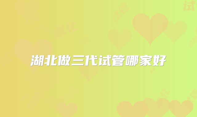 湖北做三代试管哪家好