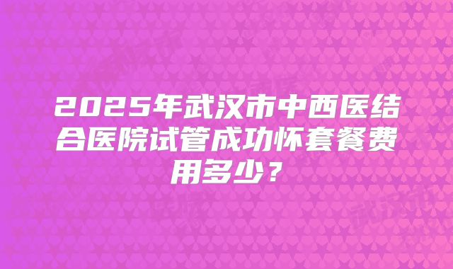 2025年武汉市中西医结合医院试管成功怀套餐费用多少?
