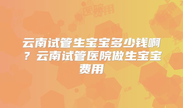 云南试管生宝宝多少钱啊？云南试管医院做生宝宝费用