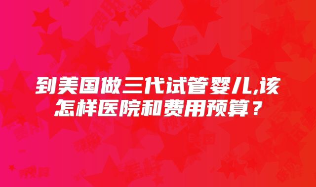 到美国做三代试管婴儿,该怎样医院和费用预算？