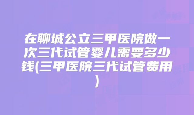 在聊城公立三甲医院做一次三代试管婴儿需要多少钱(三甲医院三代试管费用)