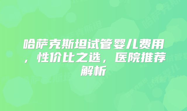 哈萨克斯坦试管婴儿费用，性价比之选，医院推荐解析