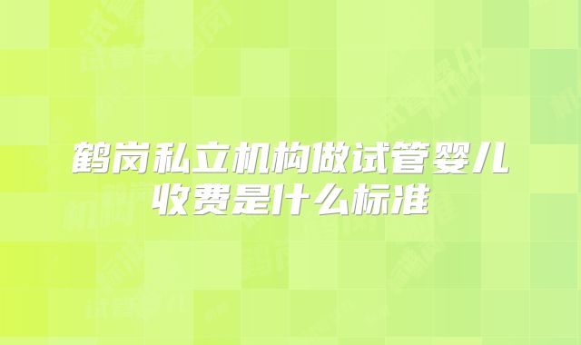 鹤岗私立机构做试管婴儿收费是什么标准