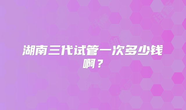 湖南三代试管一次多少钱啊？