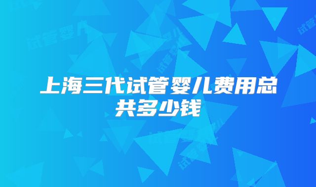 上海三代试管婴儿费用总共多少钱