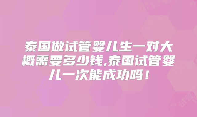 泰国做试管婴儿生一对大概需要多少钱,泰国试管婴儿一次能成功吗！