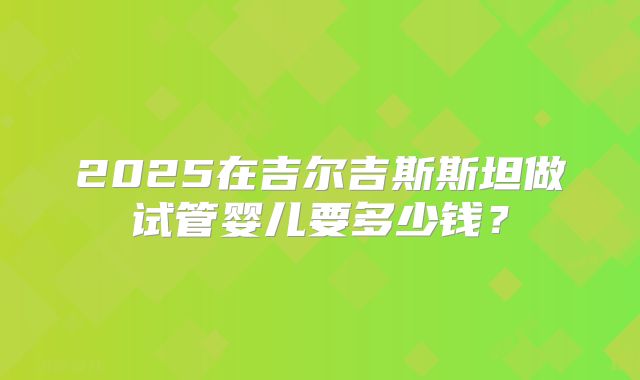 2025在吉尔吉斯斯坦做试管婴儿要多少钱？