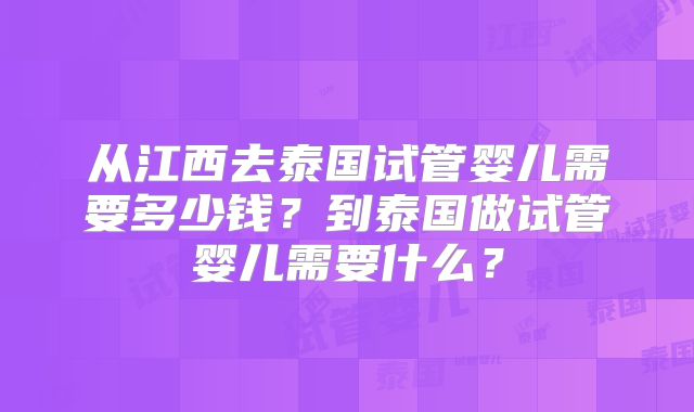 从江西去泰国试管婴儿需要多少钱？到泰国做试管婴儿需要什么？