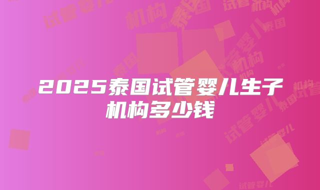2025泰国试管婴儿生子机构多少钱