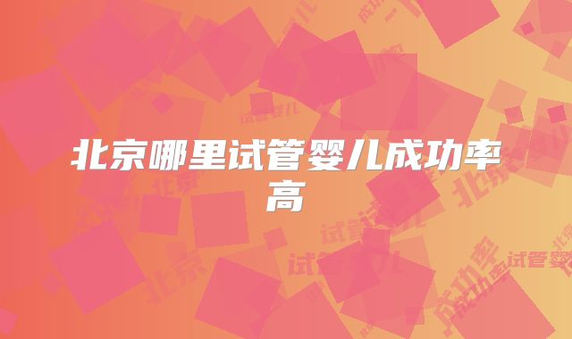 北京哪里试管婴儿成功率高