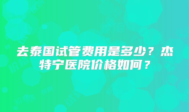 去泰国试管费用是多少?杰特宁医院价格如何?