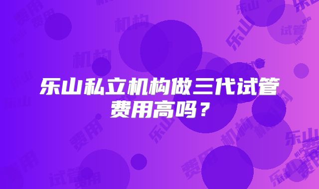 乐山私立机构做三代试管费用高吗？