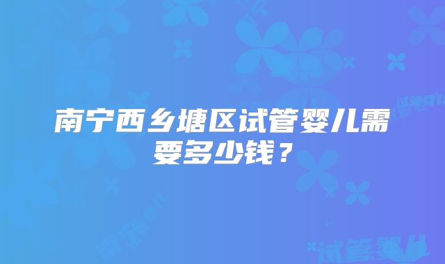 南宁西乡塘区试管婴儿需要多少钱?