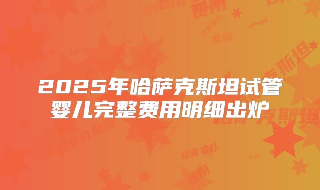 2025年哈萨克斯坦试管婴儿完整费用明细出炉