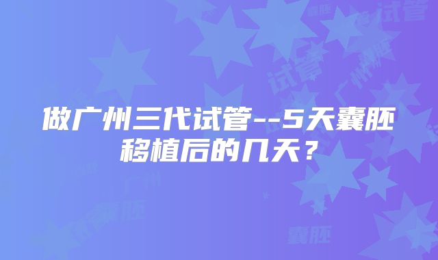 做广州三代试管--5天囊胚移植后的几天？
