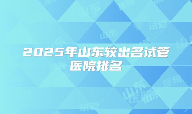 2025年山东较出名试管医院排名